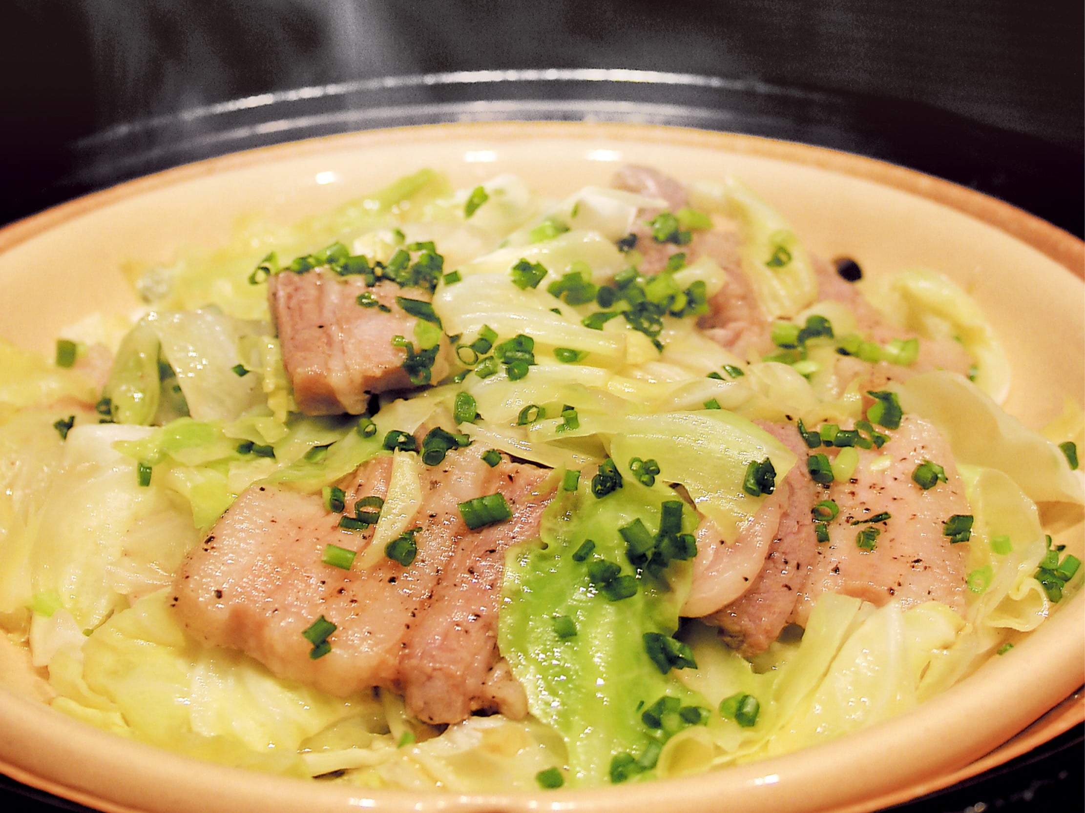 長谷園 ヘルシー蒸し鍋（黒） 大 （陶製すのこ付）(蒸し鍋（大