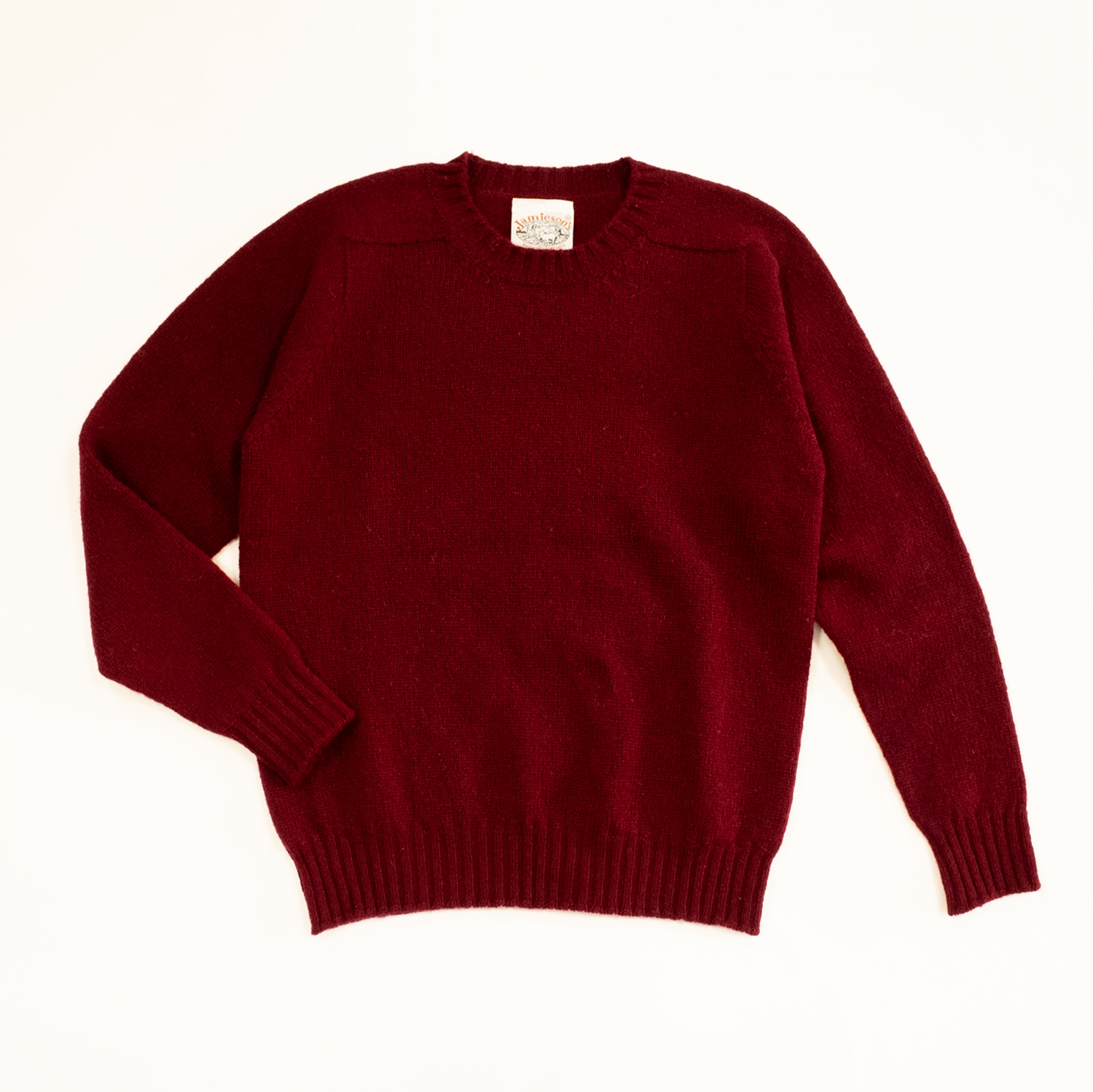素晴らしいワインレッドのシェットランドセーター ジャミーソンズ