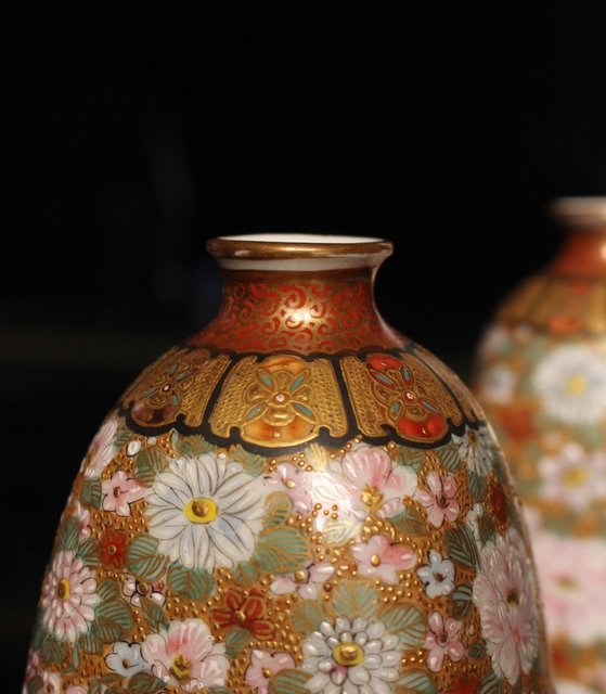 九谷焼鏑木製 徳利一対 S2742｜骨董店 のびる 古美術 骨董 和風建具 蔵