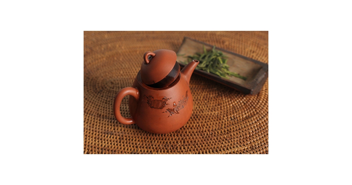 二代 山田常山 蟹図 常滑朱泥茶壷/急須/茶壺 P105｜骨董店 のびる 古