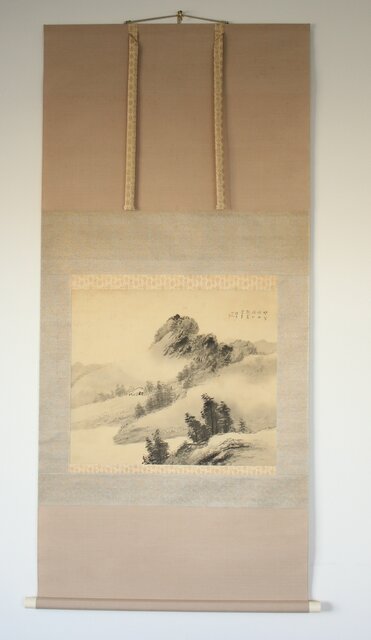 倣 松林桂月《野含時雨潤山雑夏雲多》絹本掛軸 Z184｜骨董店 のびる 古