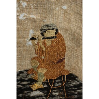 竹屋町刺繍 のったり図 掛軸 Z304｜骨董店 のびる 古美術 骨董 和風