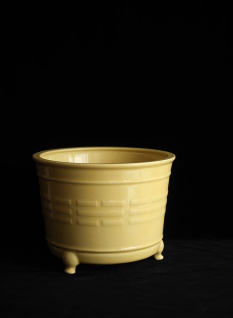 帝室技芸員 三代 清風与平 黄玓磁算木瓶掛 P224｜骨董店 のびる 古美術