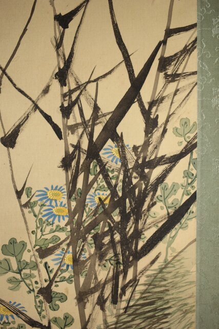 倣 池上秀畝 花鳥図 絹本軸装 Z427｜骨董店 のびる 古美術 骨董 和風