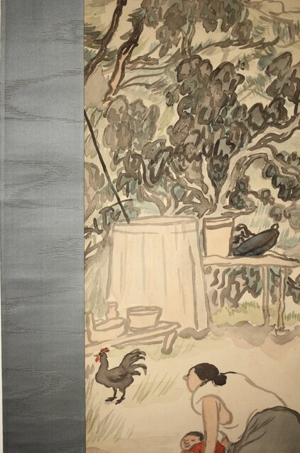 森田恒友「下総の村」掛軸 共箱 Z512｜骨董店 のびる 古美術 骨董 和風