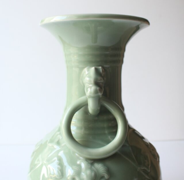 清風与平 二環龍耳 秘色窯花瓶 越州窯 青磁龍耳瓶 – Yue ware Vase