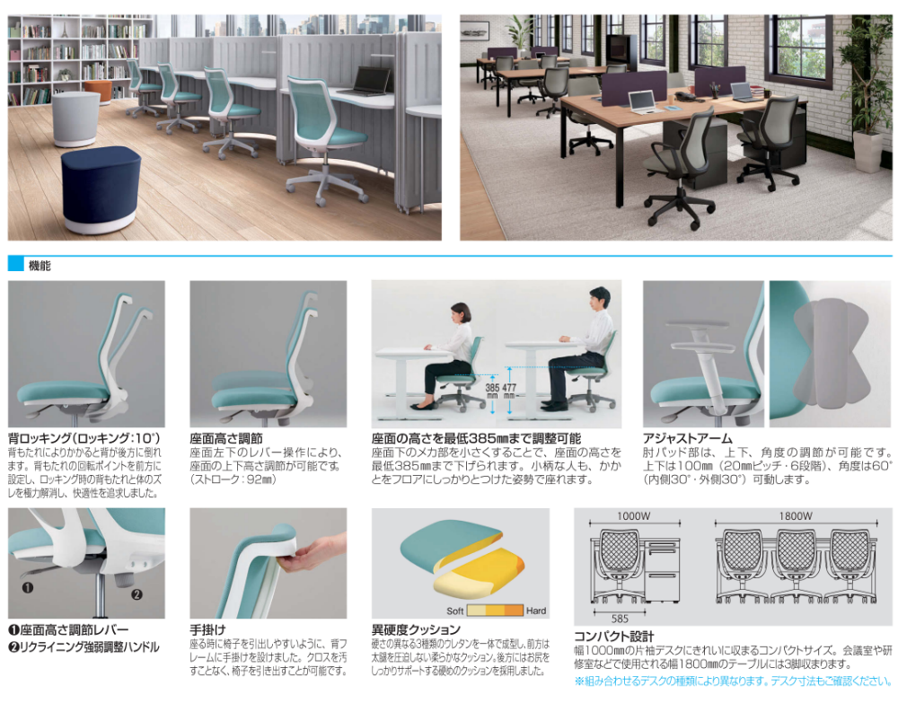 オカムラ CG-Mチェア(シージーエムチェア) メッシュタイプ 肘なし