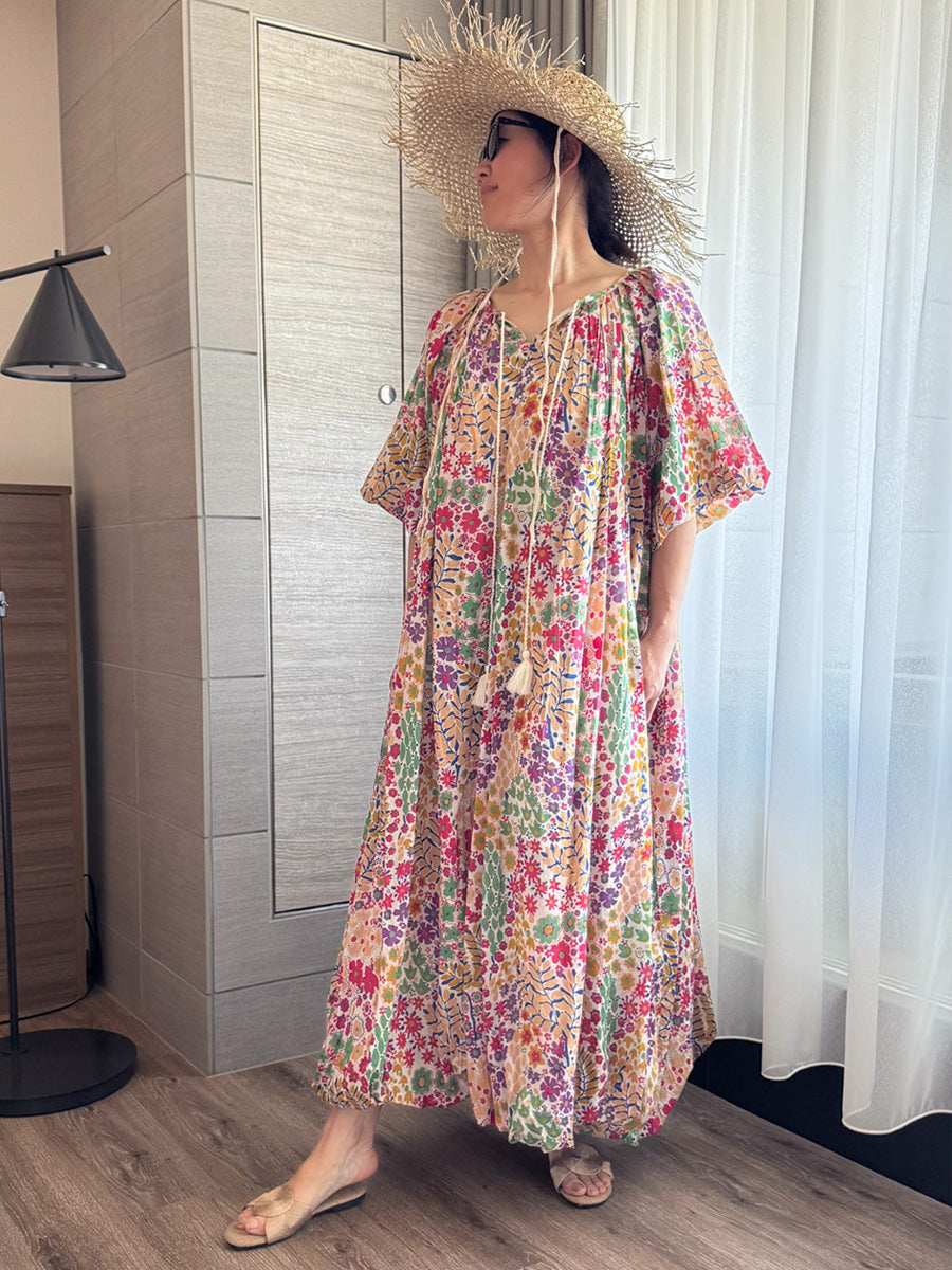 Eighty Seven(エイティセブン)インド綿バルーンワンピース/カラフル花