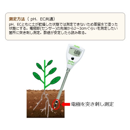 ほ場の土壌ECと温度をその場でダイレクト測定【農業用EC測定器】｜HI