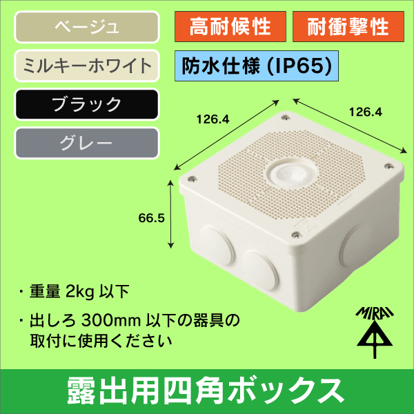 未来工業】露出用四角ボックス（取付自在蓋）_PV4B-BLNFMの通販|工事