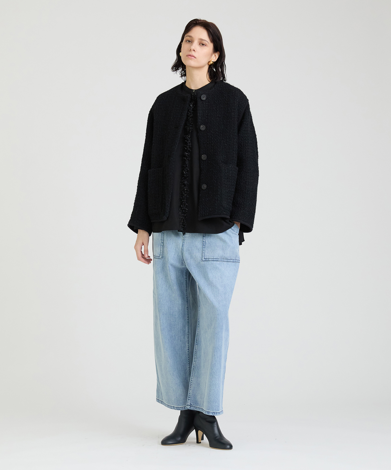 ロービングヤーンスラブツイードノーカラージャケット ｜ハウス オブ