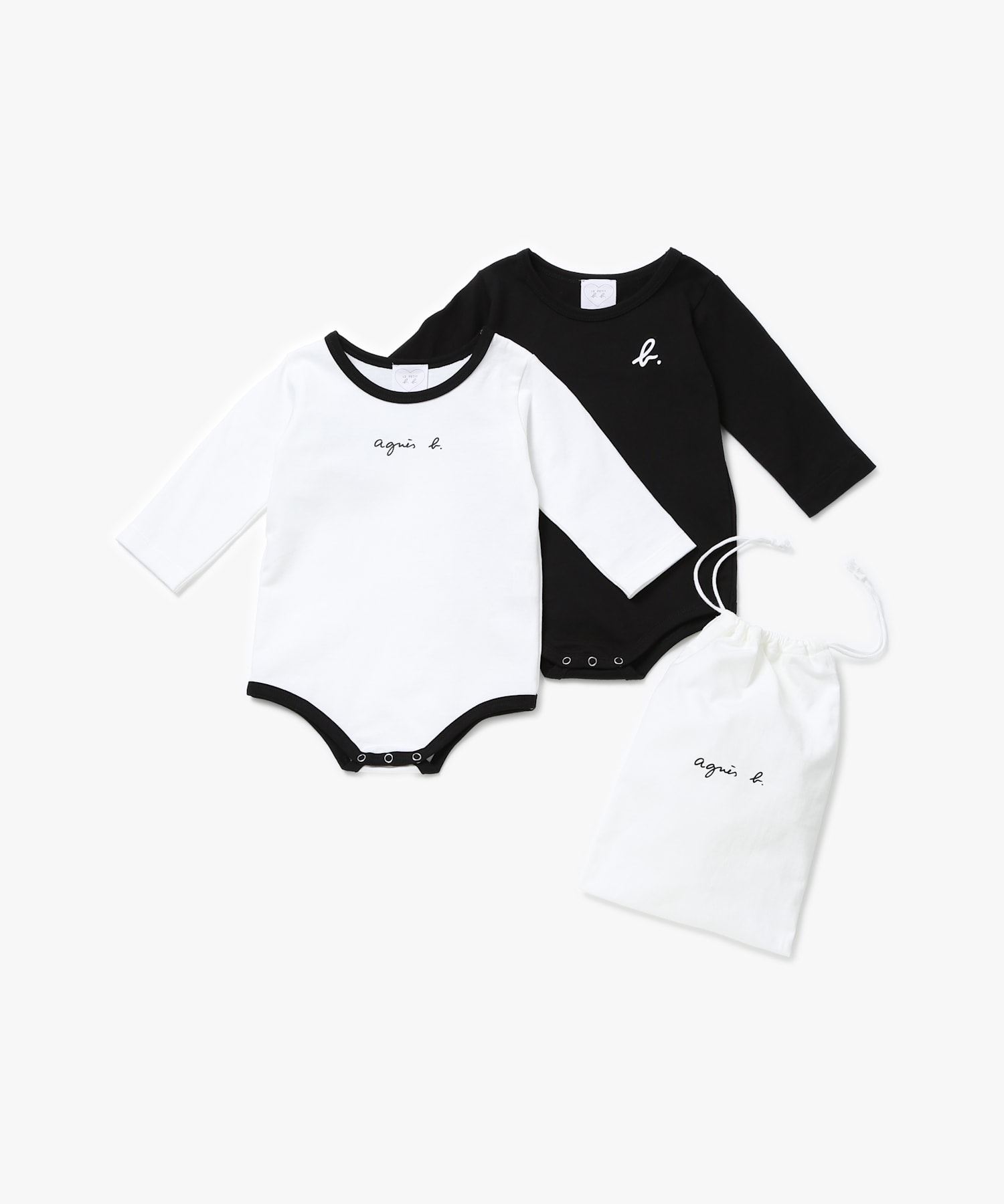 ベビー ロゴ コットン 長袖 ボディスーツ 2枚組 ｜