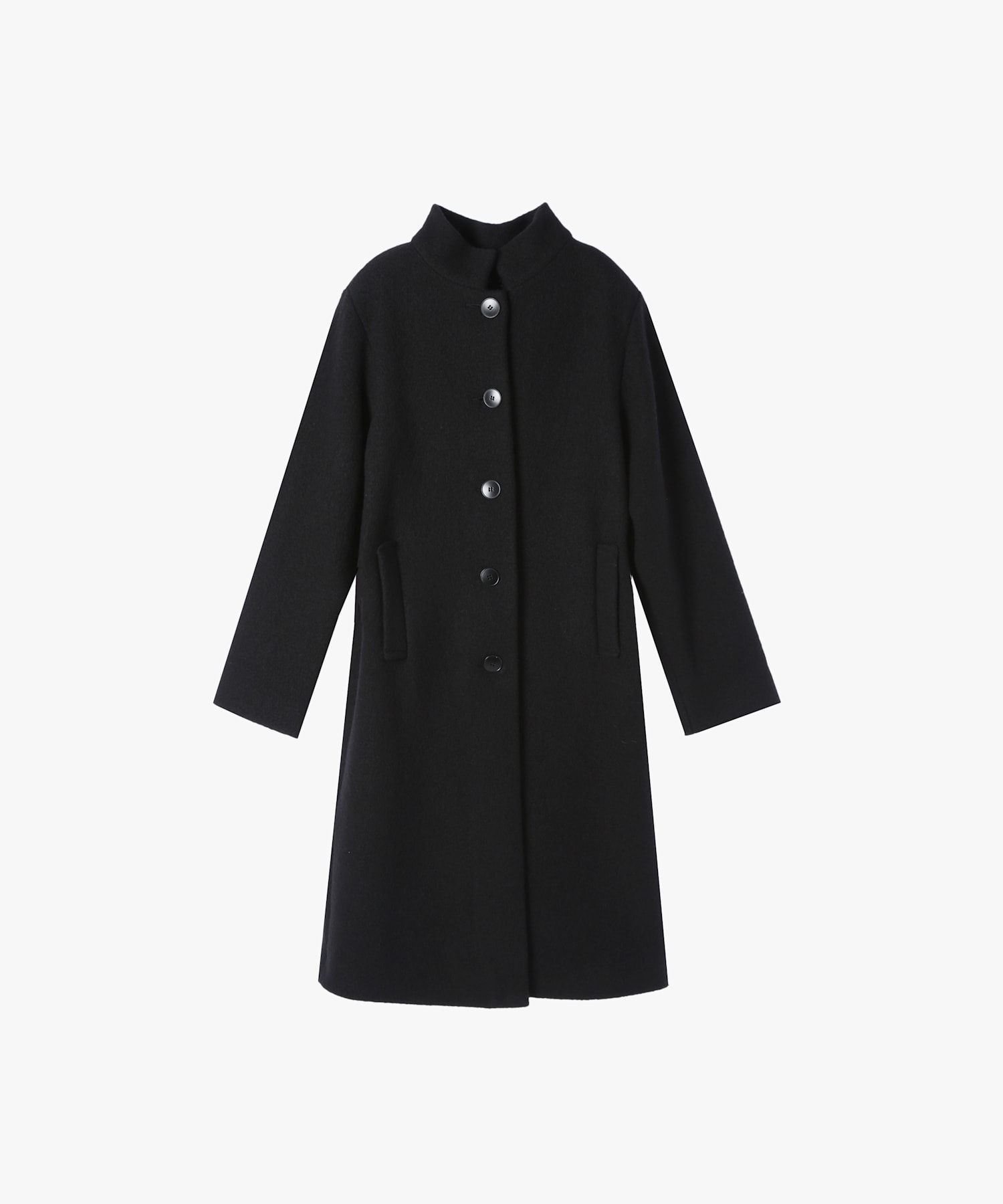 ウール ジャージー スタンドカラー コート 
