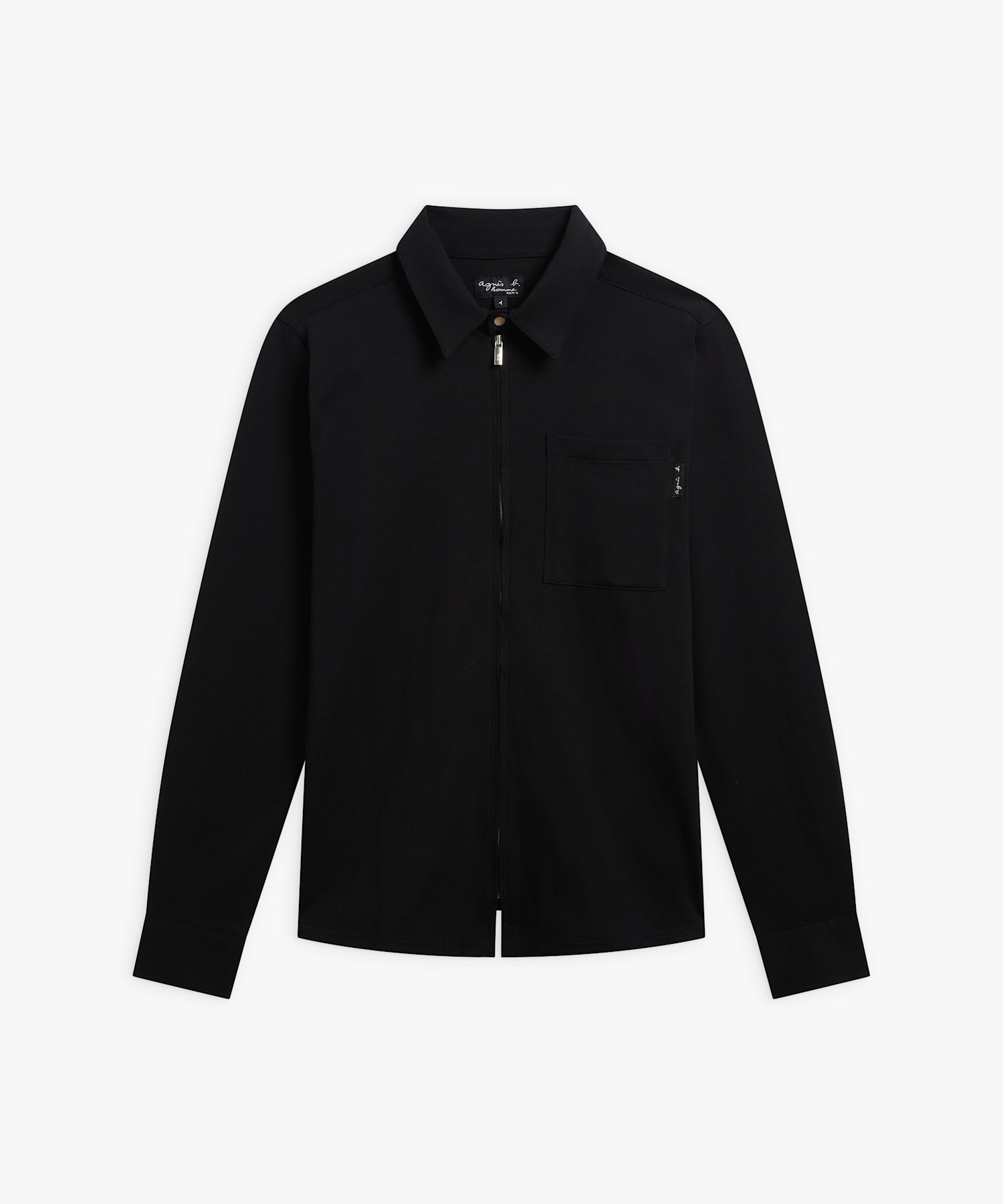 メンズ コットン 長袖 ジップシャツ 