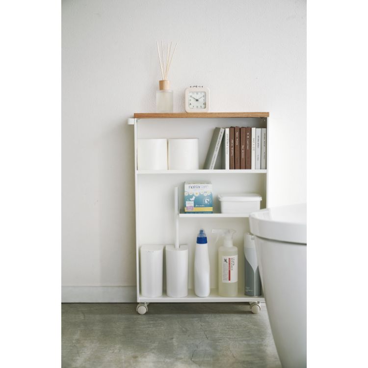 ハンドル付きスリムトイレラック タワー ホワイト(ホワイト): YAMAZAKI