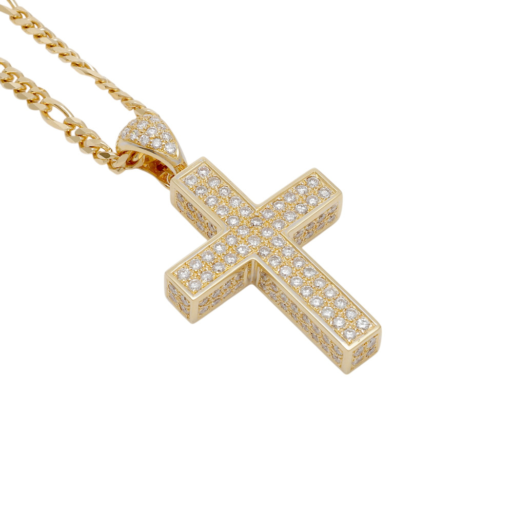 K18イエローゴールド ダイヤモンド クロス ネックレス J405510 | ユキ