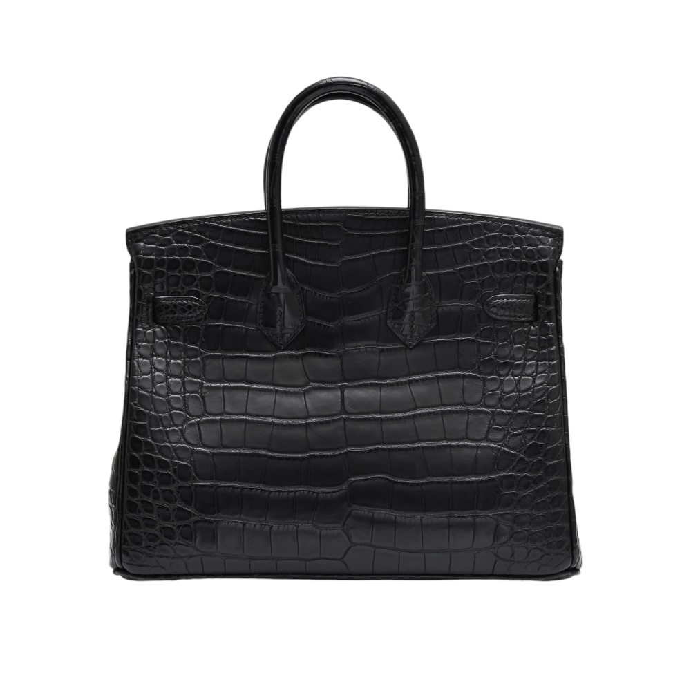 中古] エルメス バーキン25 クロコダイル ブラック シルバー金具 B刻印