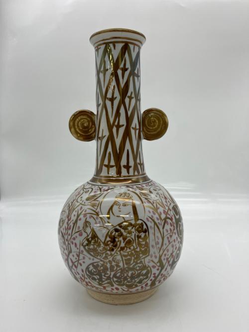 加藤卓男 ラスター彩胡姫文双耳花入 ペルシャ陶芸技法｜トレファクONLINE