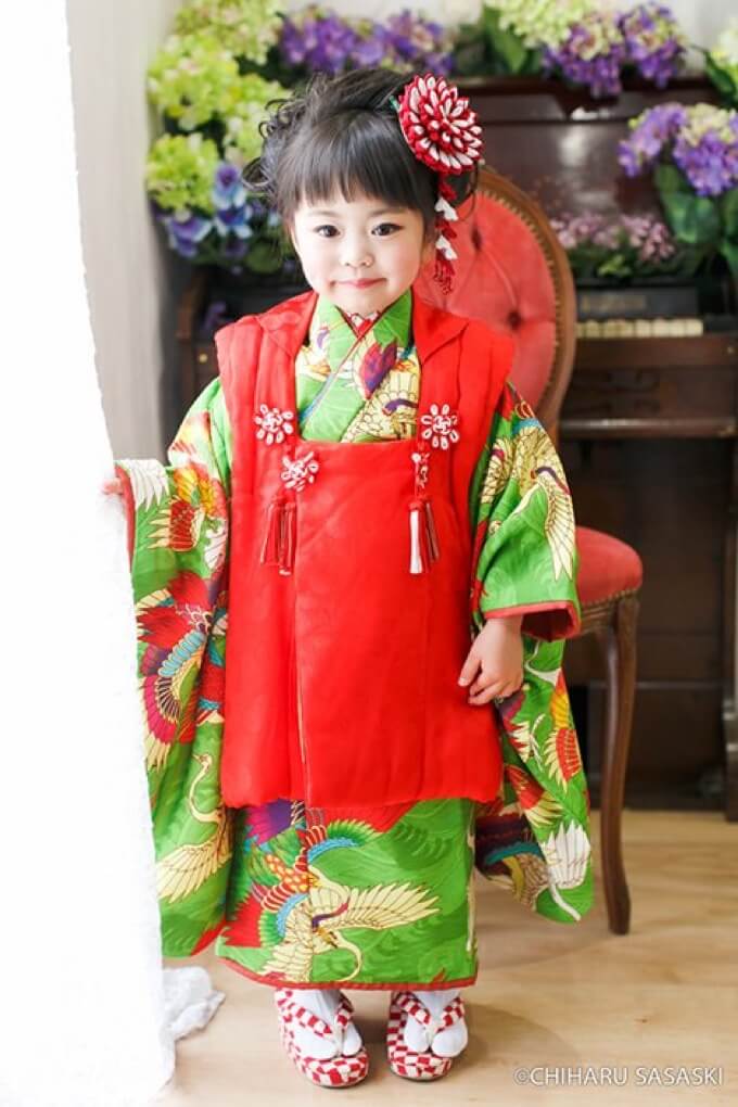 アンティーク着物柄3歳宅配レンタル｜いちは