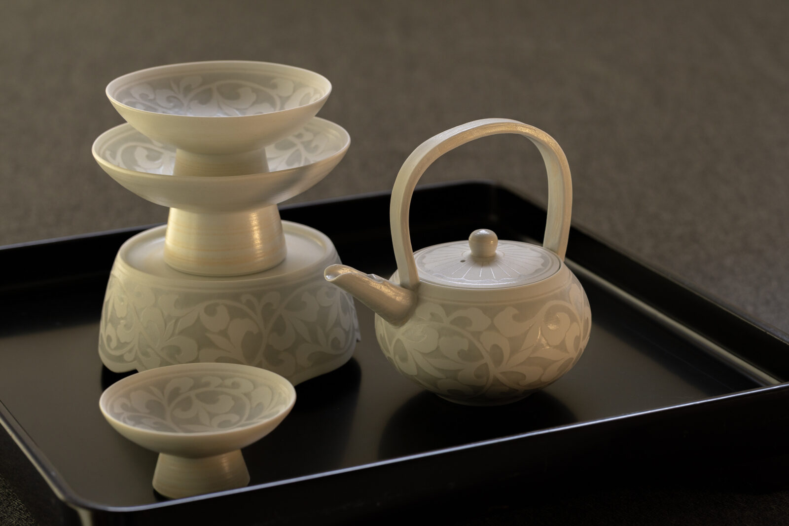 白磁釉象嵌 - 高田焼 竜元窯 江上晋