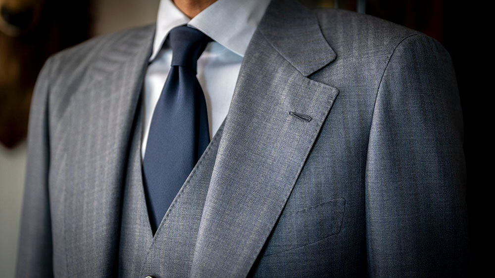 A様のご依頼】SCABAL “SAVILE ROW” 変形ヘリンボーンのグレースーツ