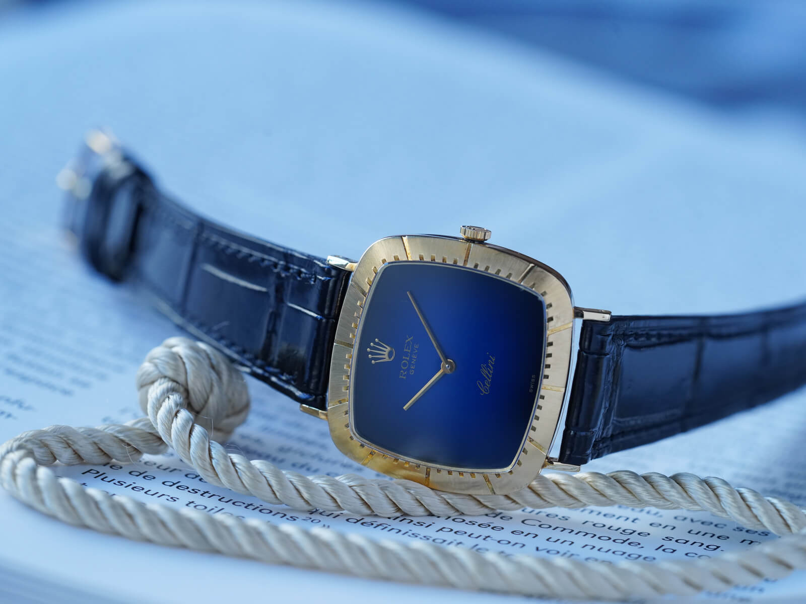 ロレックス/チェリーニ/クッションケース/ブルーグラデーション