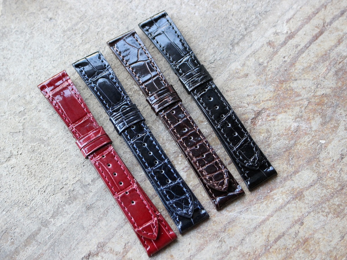 マストタンク用/シャイニークロコダイルレザーベルト/フラット/日本製
