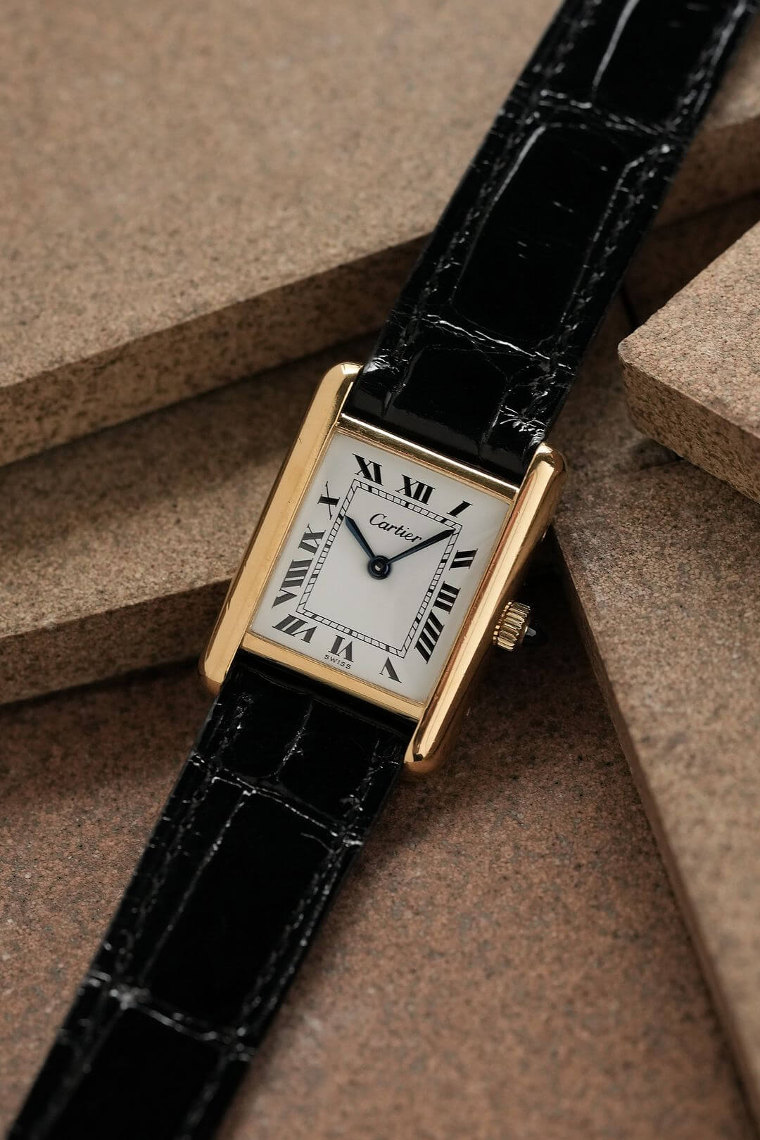 カルティエ/プレマストタンクSM/SWISSホワイトローマンダイヤル