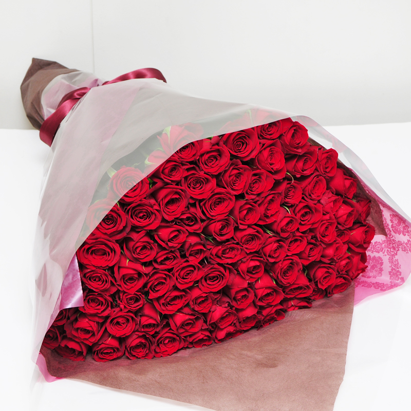 赤いバラ80本の花束 赤いバラ(薔薇・ばら)の花束 | エーデルワイス【花