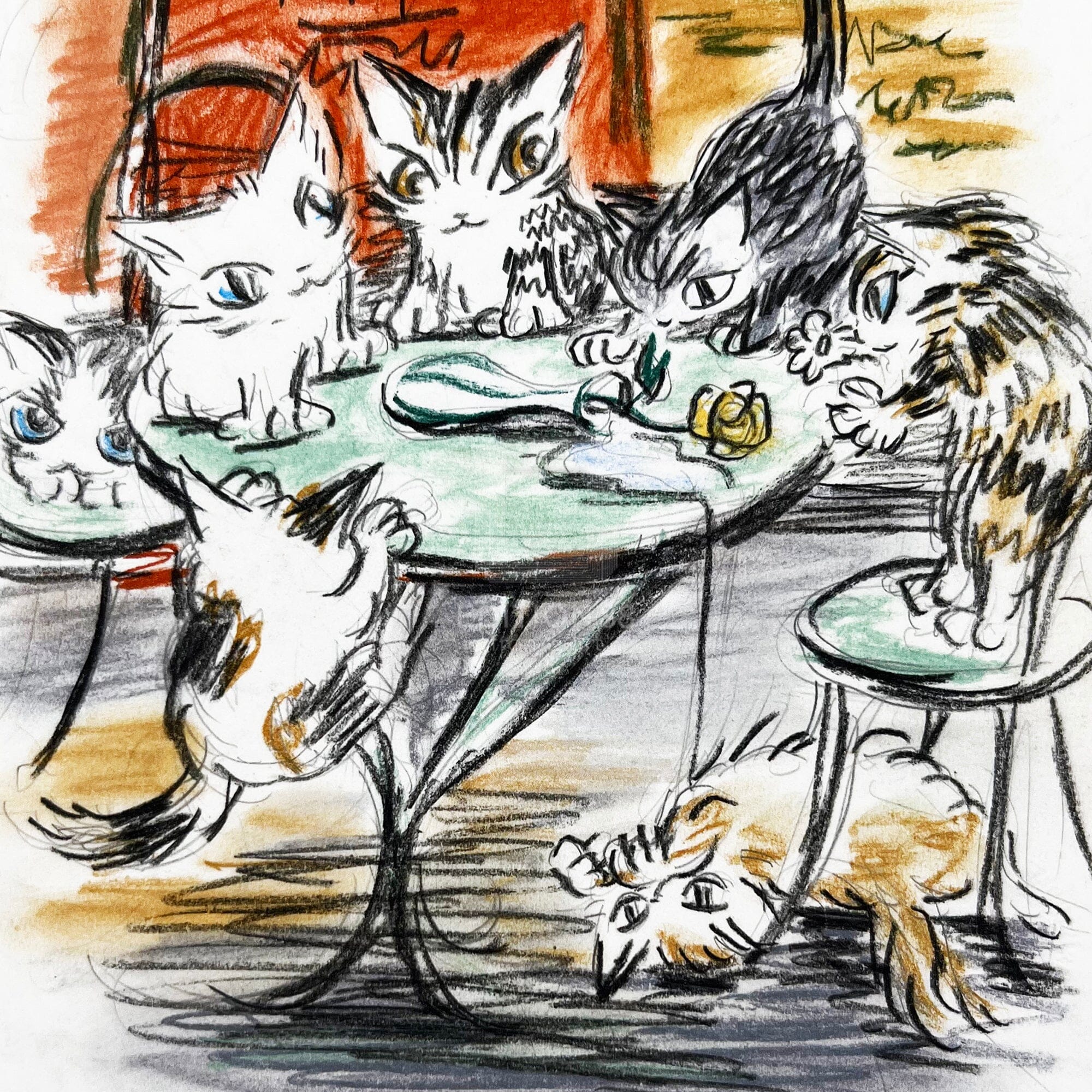 猫のダヤン 88グラフ「コンテ・パリのカフェ」/池田あきこ（直筆サイン