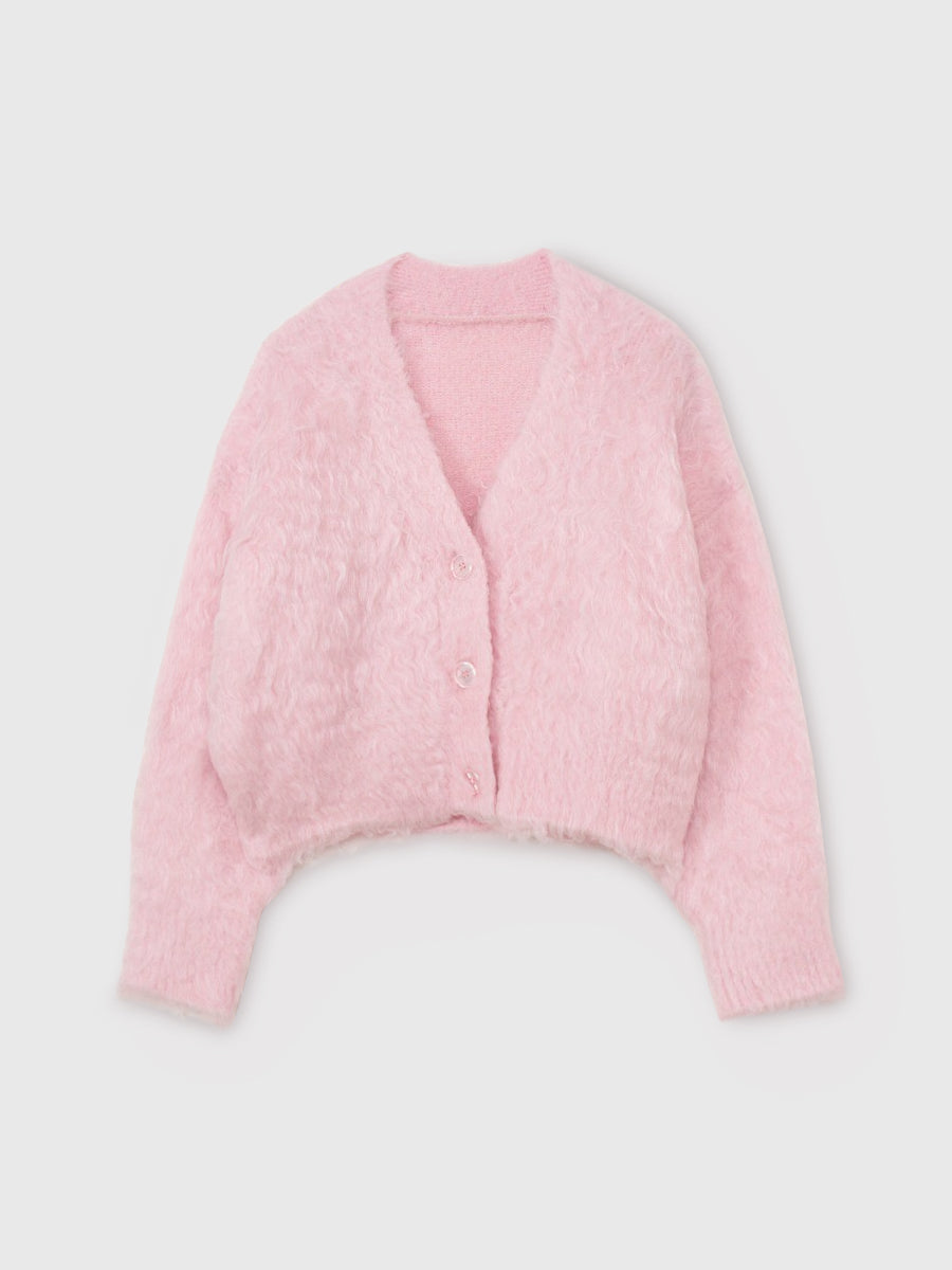 カールシャギーニットカーディガン