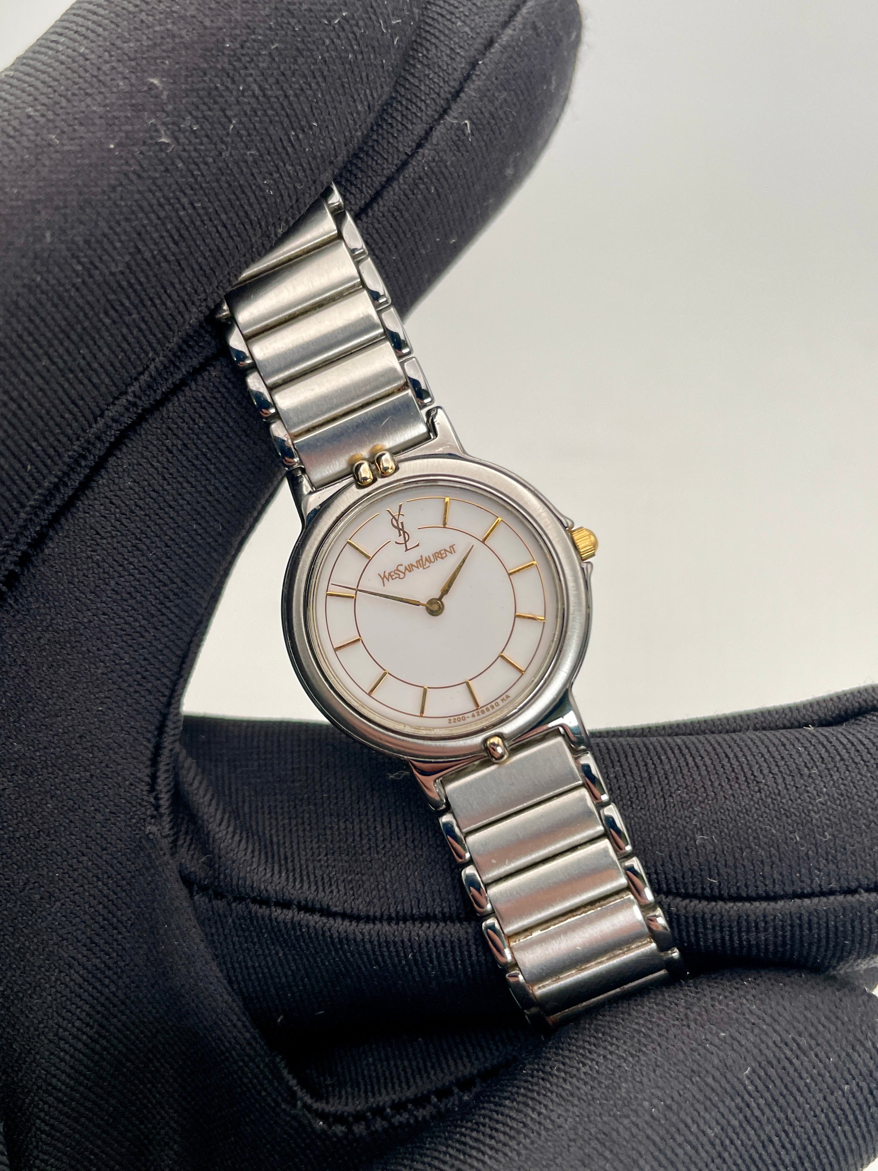 Yves Saint Laurent Stainless Vintage Ladies Watch with Gilt