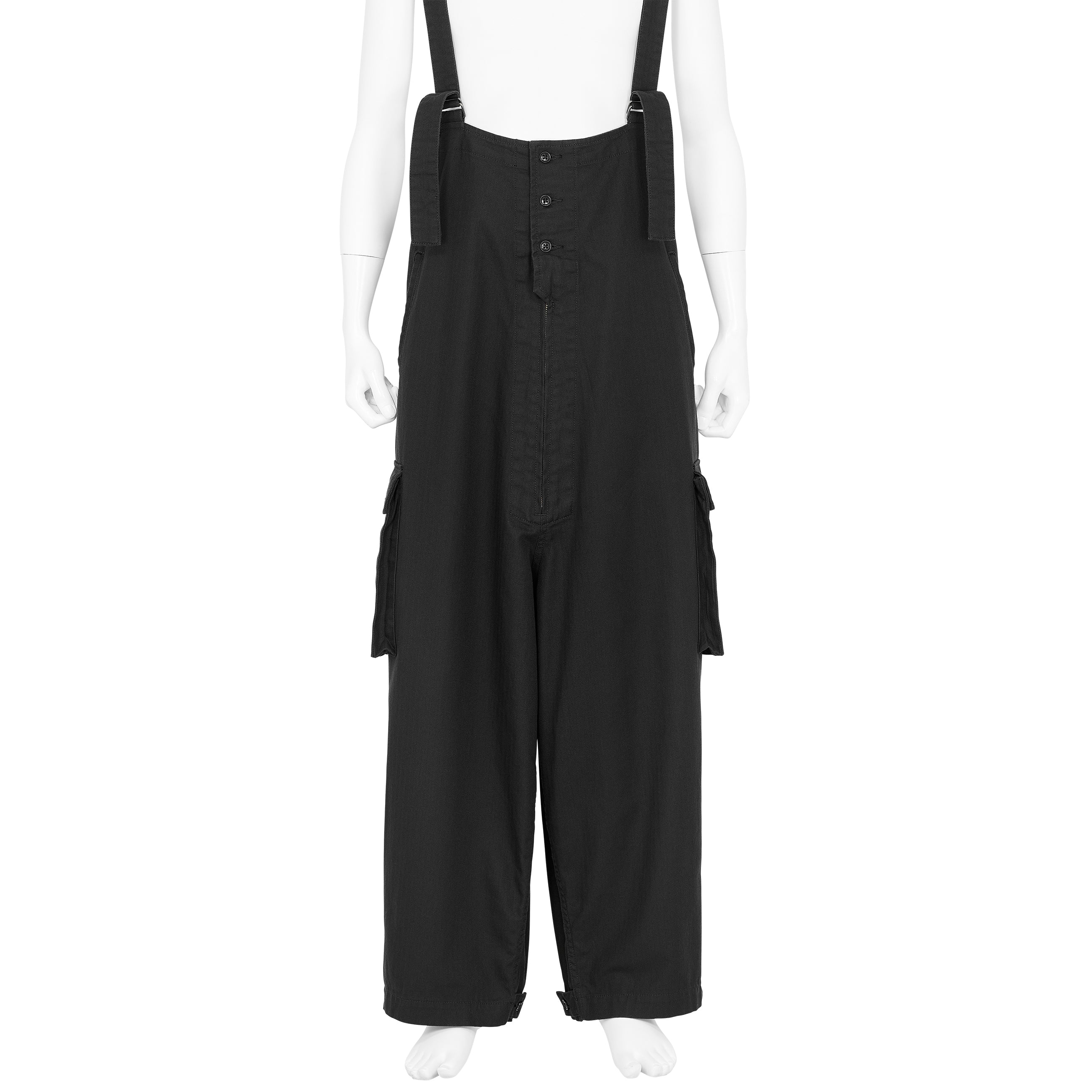 HERRINGBONE WORK OVERALLS BLACK - Yohji Yamamoto POUR HOMME(ヨウジ
