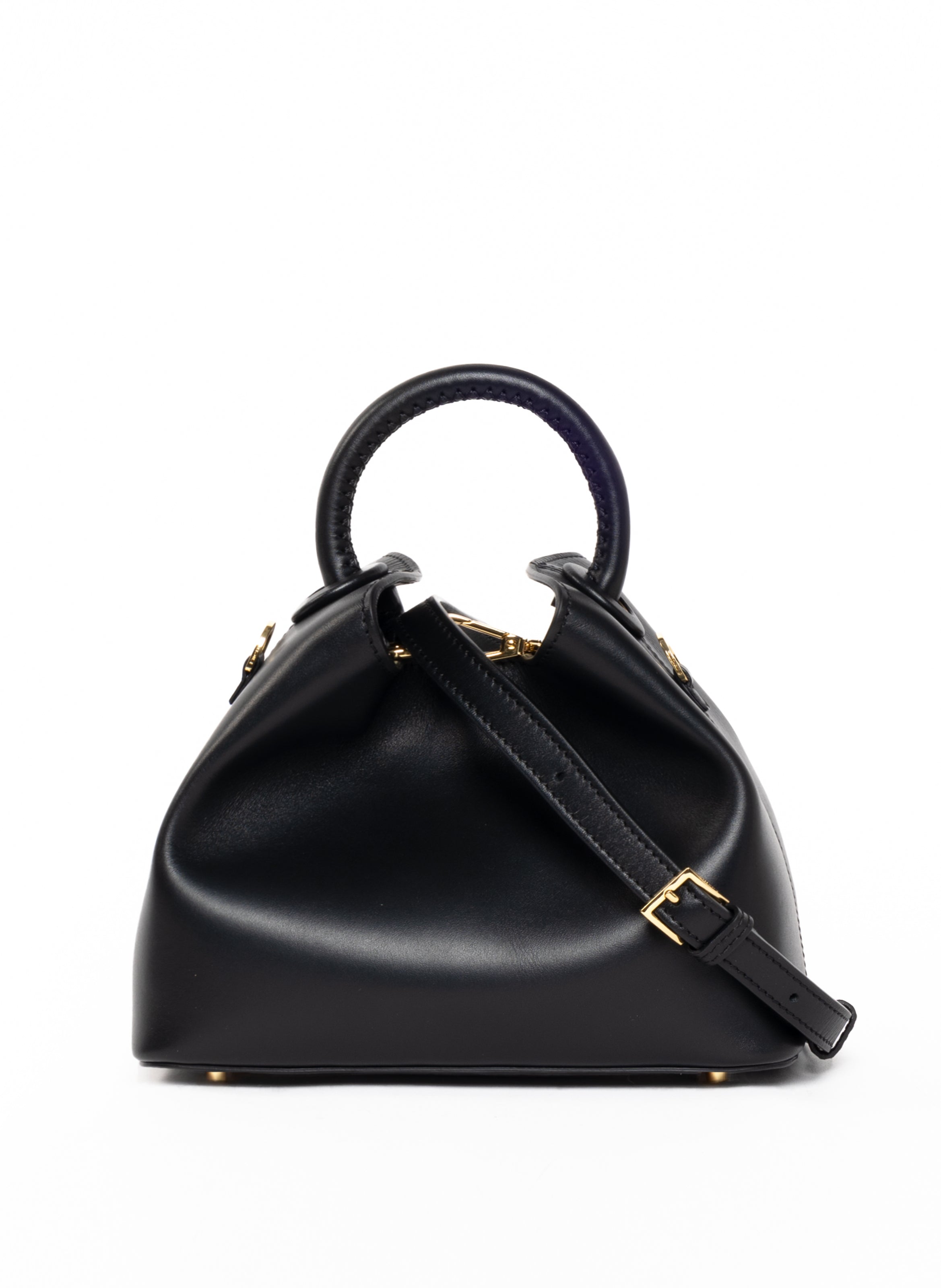 Baozi Leather Black - Designer Leather Handbag - Elleme
