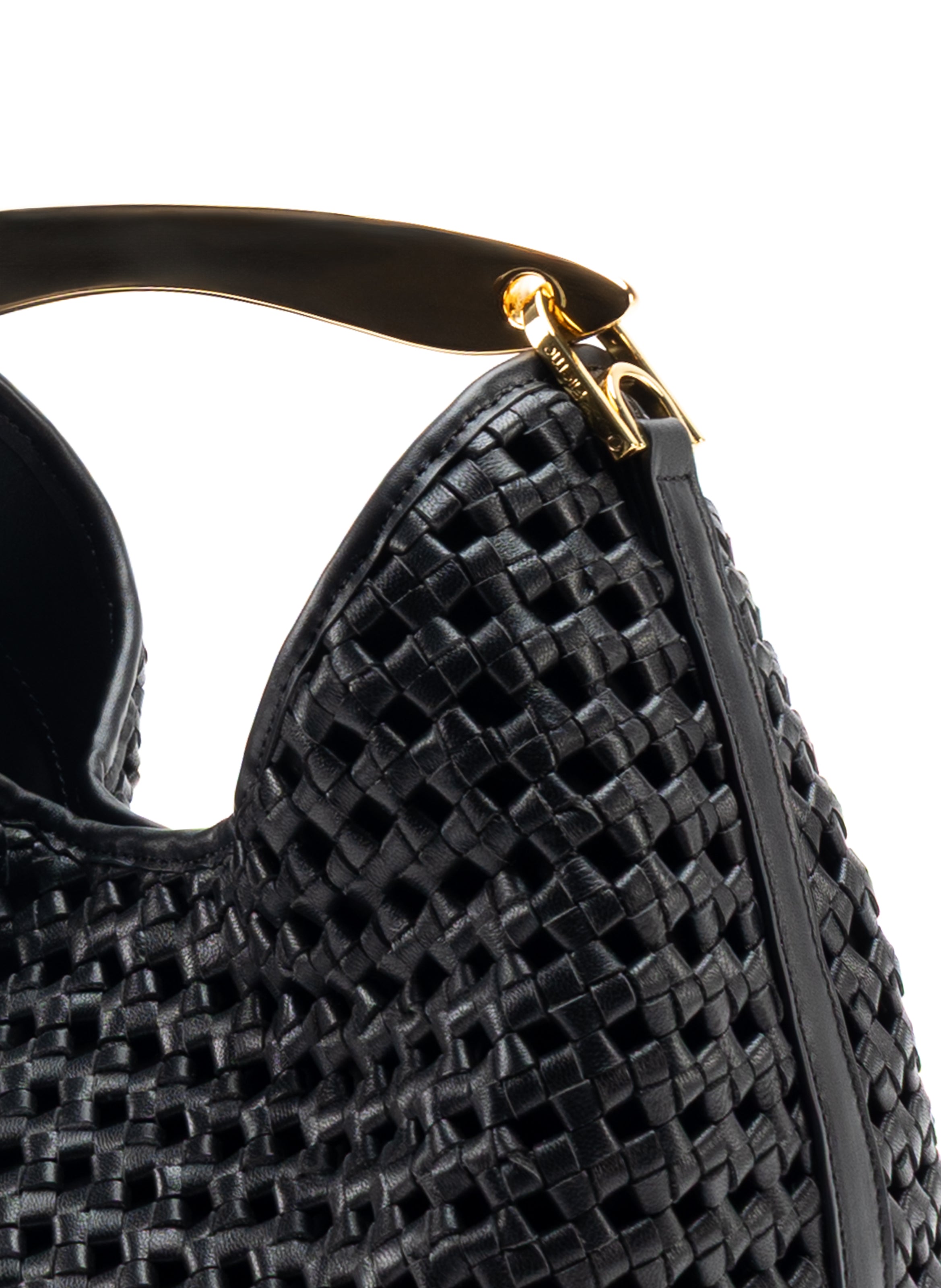 Boomerang Woven Leather Black - Woven Handbags for Women - Elleme