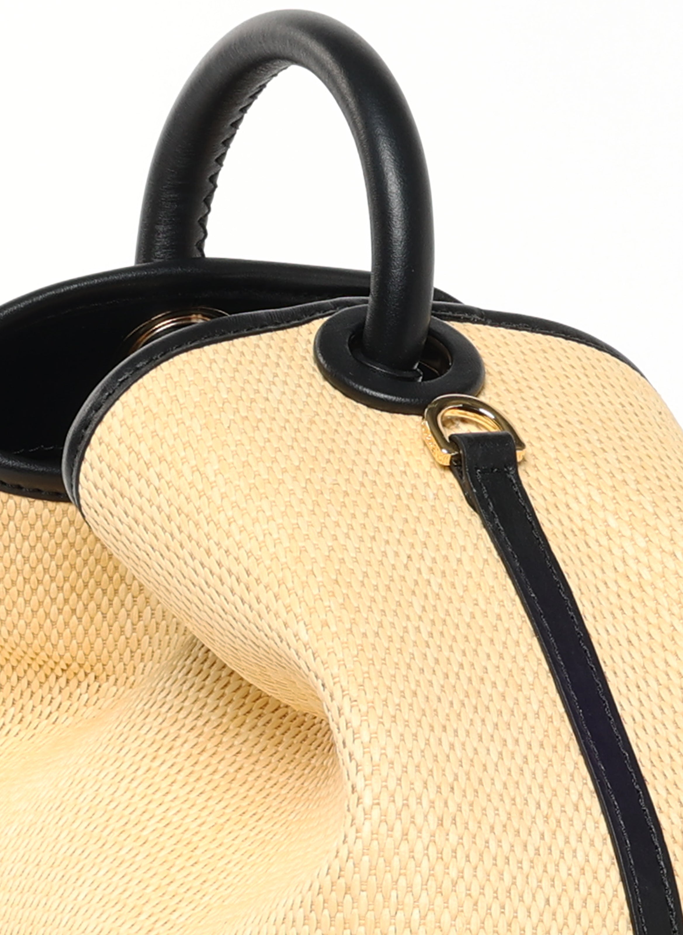 Raisin Raffia Leather Natural Black - Raffia Bag for Summer - Elleme