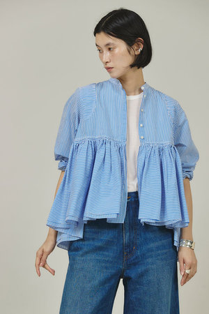 Curensology(カレンソロジー)｜ストライプレイヤードギャザーブラウス
