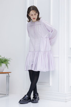 Merlette(マーレット)｜VEDA レーストリムギャザーミニシャツドレス