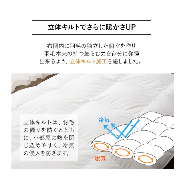 日本製 エクセルゴールドラベル 羽毛布団 ダブル 非圧縮 軽量 | 寝具