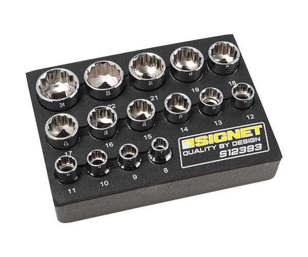 シグネット 3/8DR 15PC ソケットセット12角 DESIGNトレー (12393
