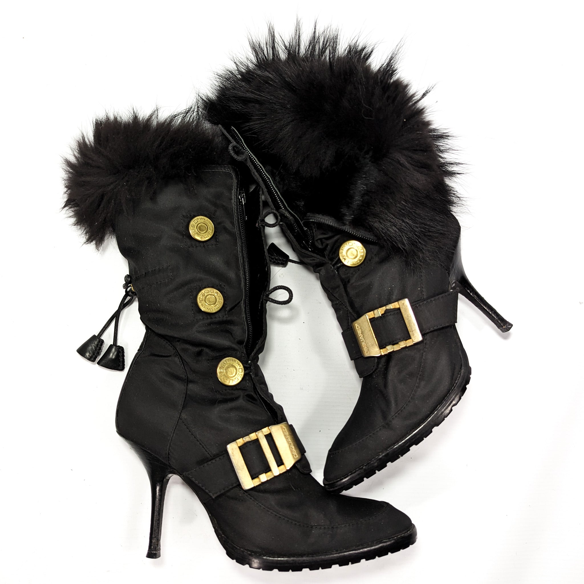 Black Dsquared2 boots lined with real fur - EU39|UK6|US8 – Al fintage