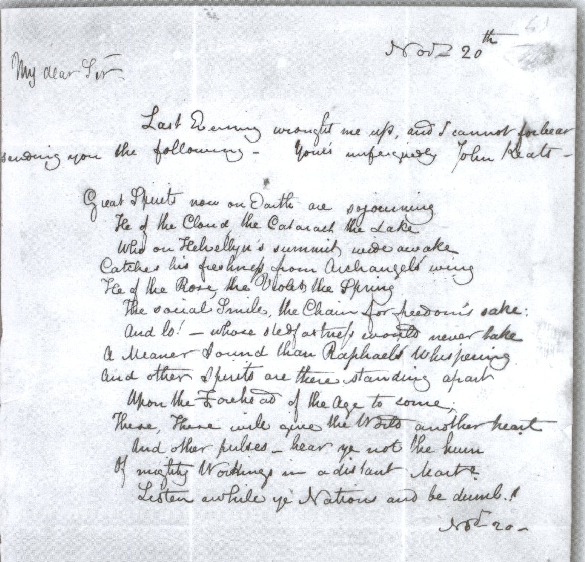 John Keats Original Manuscripts Of Poetry & Letters
