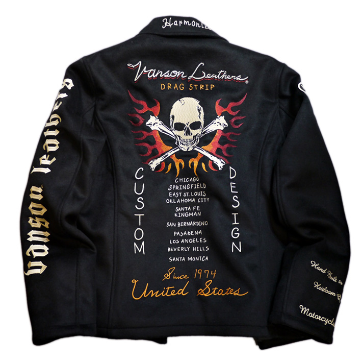 VANSON (バンソン）メルトンスカジャケット スカル刺繍 NVJK-2005