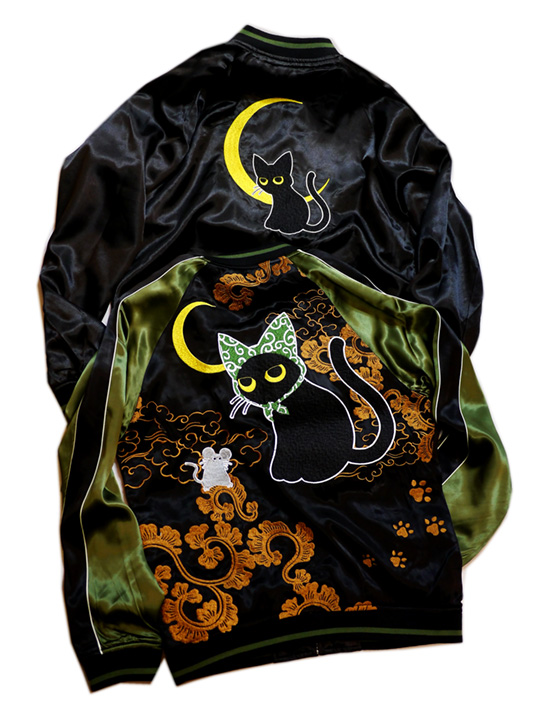 LIN (リン） [ Lamy and Earl ] どろぼ猫 刺繍 リバーシブルスカジャン