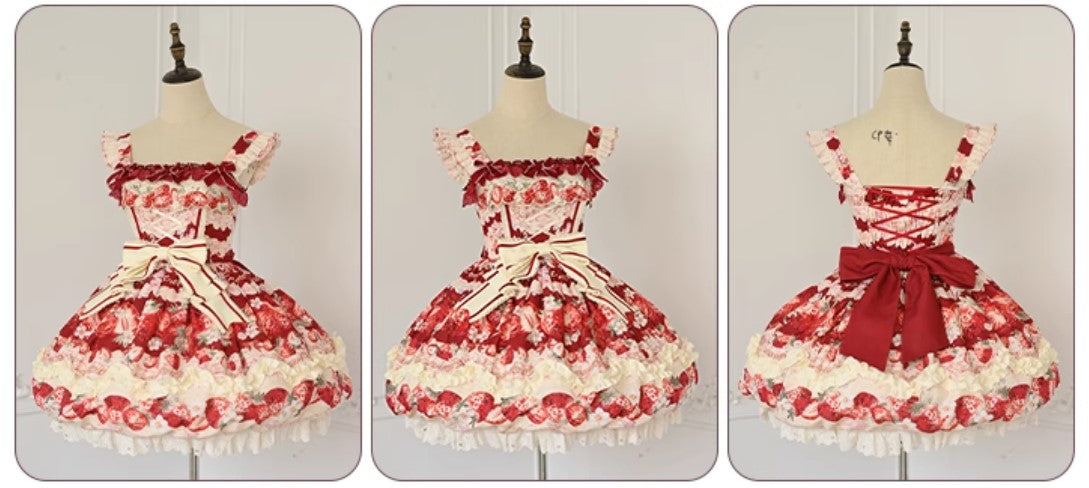 刺繍イチゴ ジャンパースカート【草莓空想曲】 – Epetice