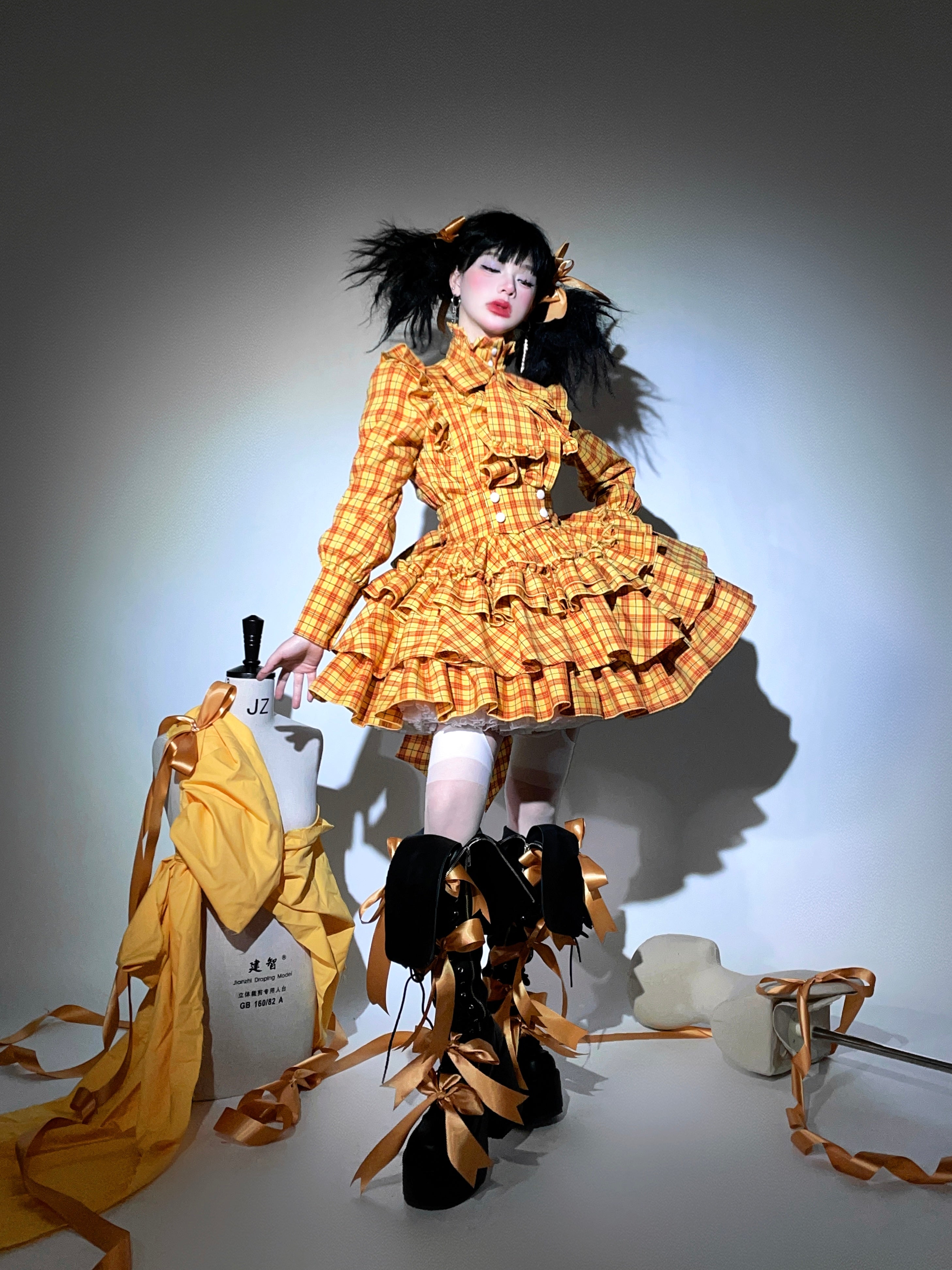 A Doll's House スカート(イエロー・ブルーチェック)【CATCOCOON