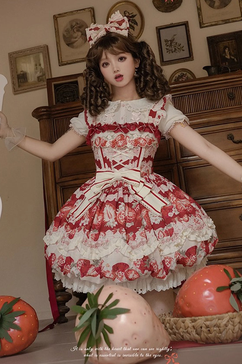 刺繍イチゴ ジャンパースカート【草莓空想曲】 – Epetice