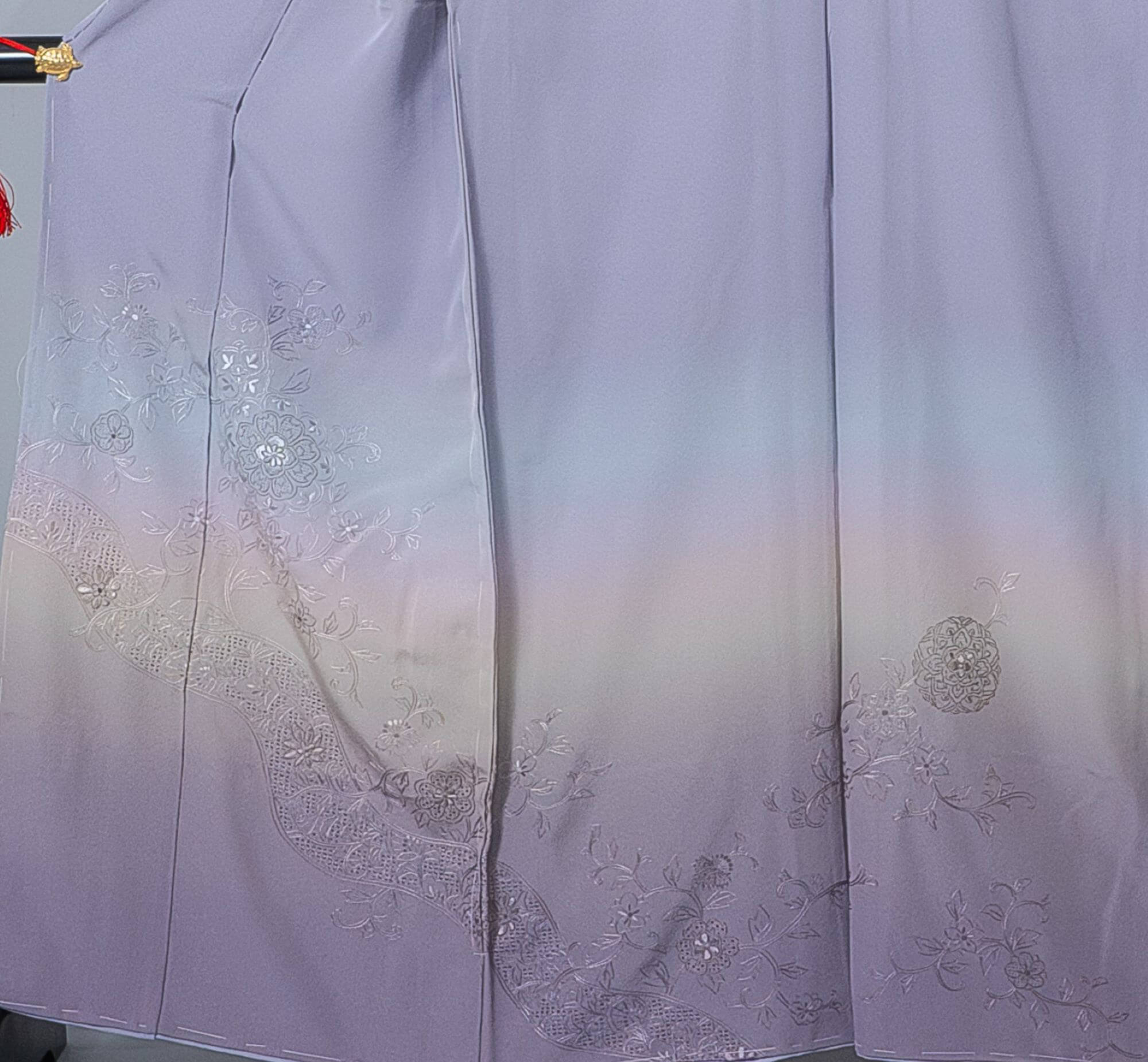 新品【訪問着】藤色系 汕頭刺繍(すわとうししゅう)×唐花｜絹100％ 八掛