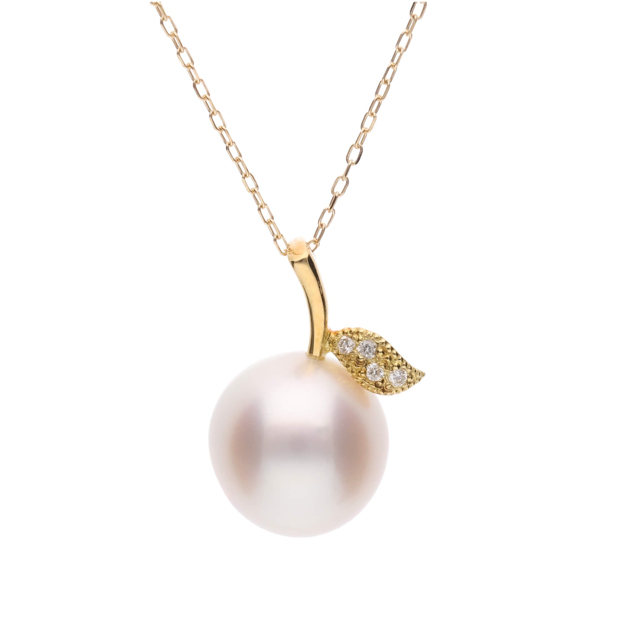 姫果】シロチョウパール ダイヤモンド イエローゴールド ペンダント