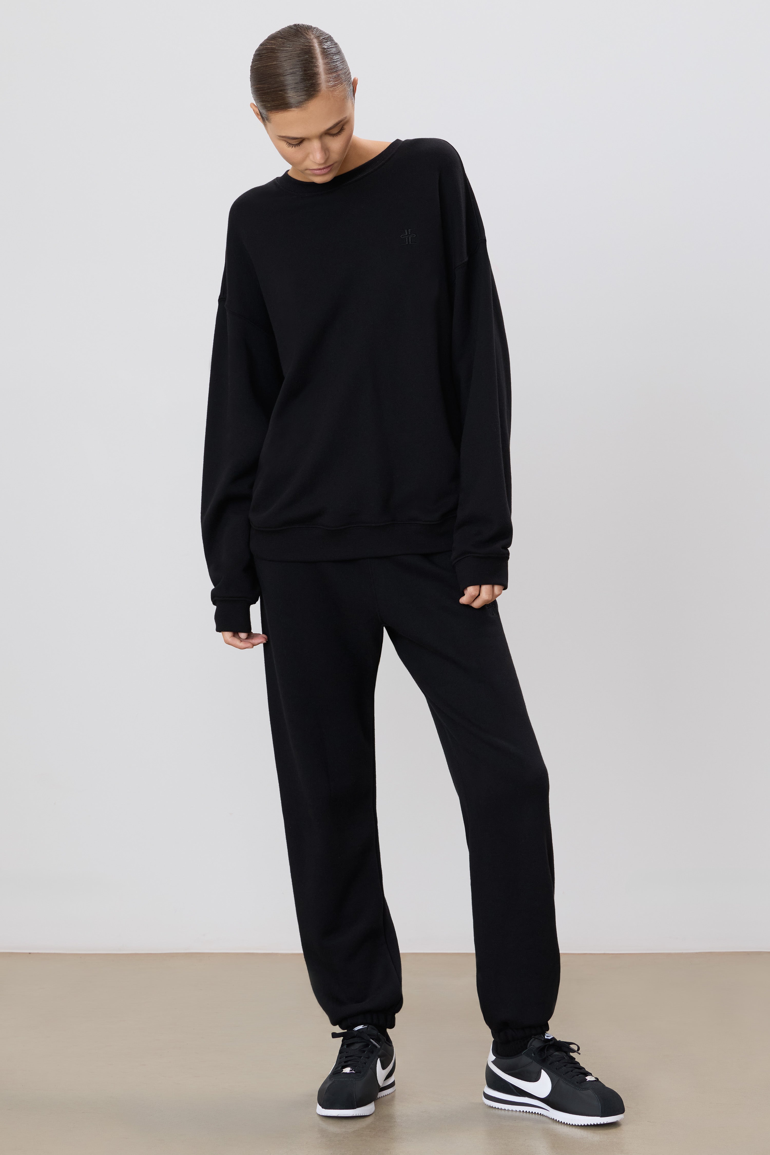 Oversized Crewneck Sweatshirt | French Terry | Black